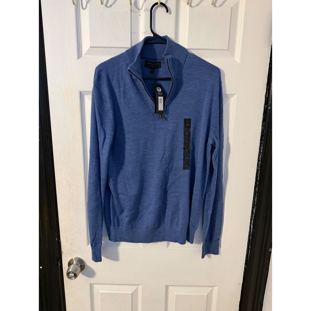 Banana Republic Mens Merino Wool Quarter Zip Sweater Blue M New 734697-02-1